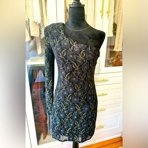 One Shoulder Metallic Dress ABS